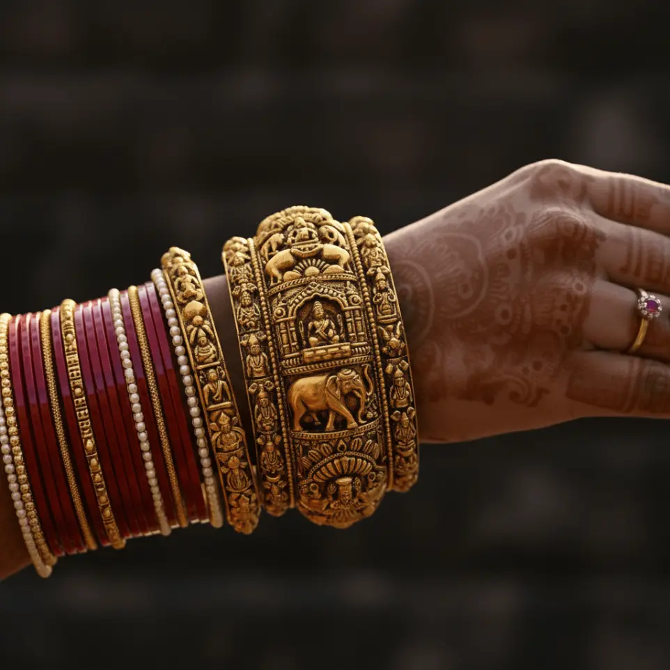 Timeless gold bangles that define elegance.