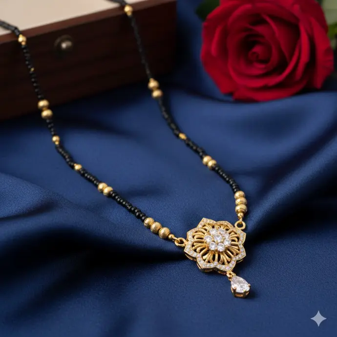 A sacred mangalsutra symbolizing love, commitment, and tradition.