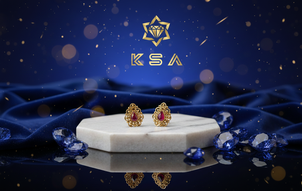 “Royal Ruby Filigree Studs”