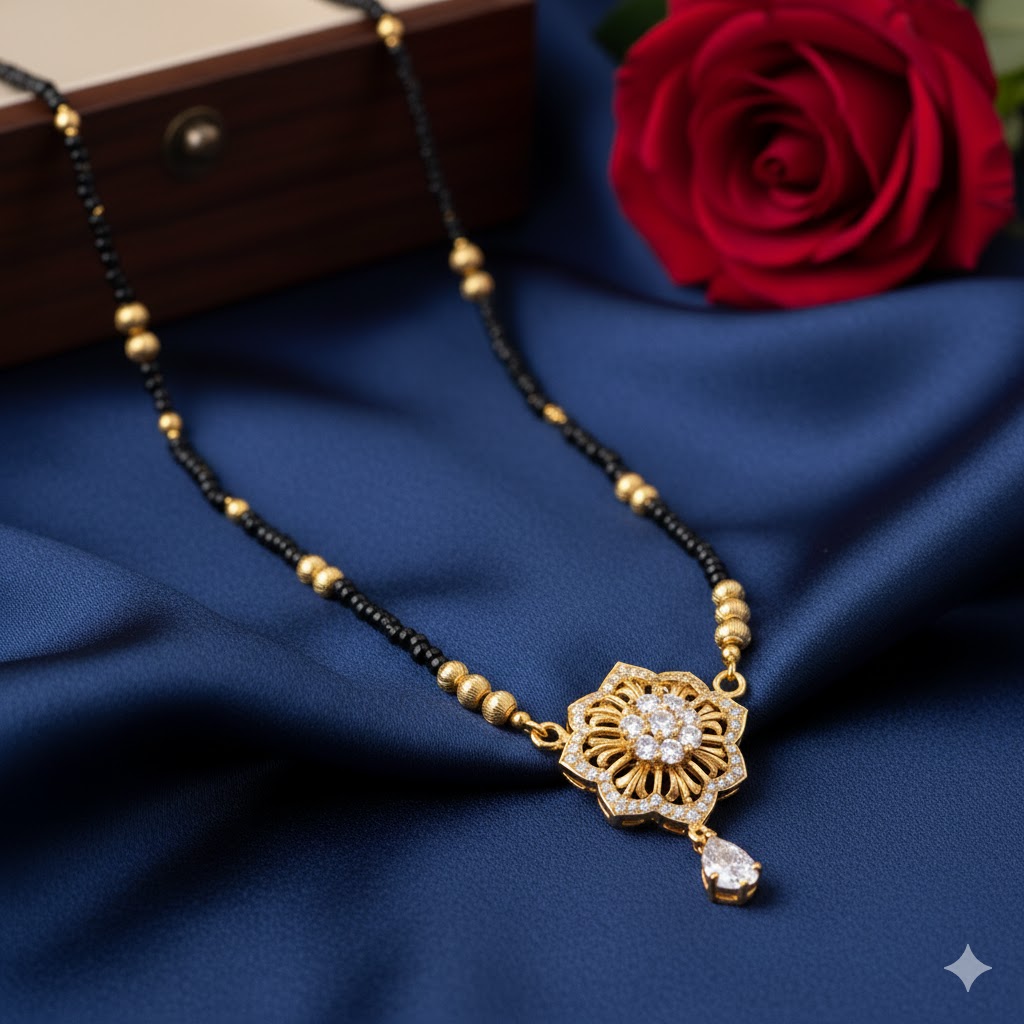 A sacred mangalsutra symbolizing love, commitment, and tradition.